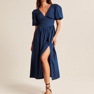 Abercrombie Puff Sleeve Corset Midi Dress